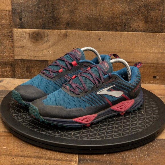 BROOKS CASCADIA 13 WOMENS ATHLETIC SHOES RUNNING WALKING GREEN PURPLE SIZE 9.5B - Picture 1 of 9